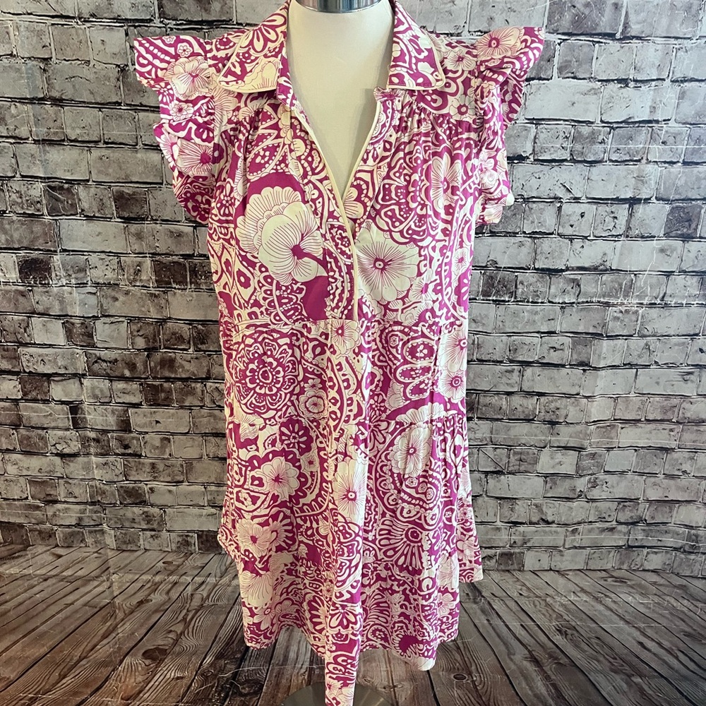 Umgee Pink and Cream Floral Button-Front Tunic
